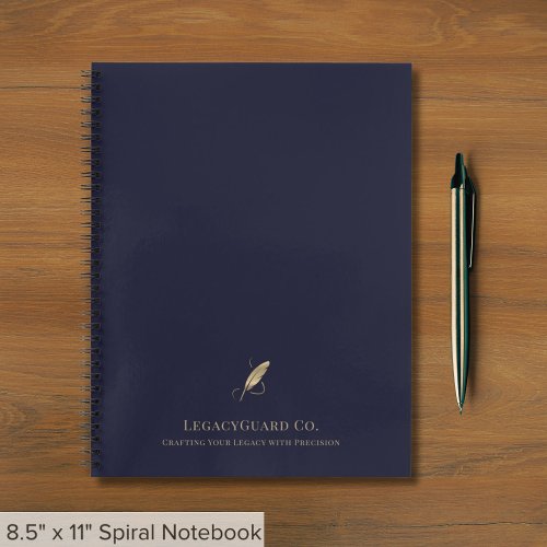 Navy and Gold Quill Branded Notebook