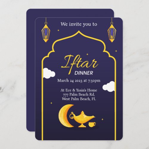 Navy and Gold Ramadan Iftar Dinner Invitation