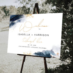 Navy and Gold Rehearsal Dinner Foam Board