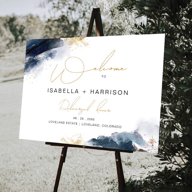 Navy and Gold Rehearsal Dinner Foam Board (Creator Uploaded)