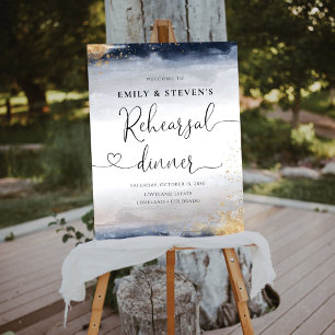 Navy and Gold Rehearsal Dinner Foam Board