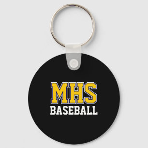 Navy And Gold School Spirit Custom Baseball Team T Keychain