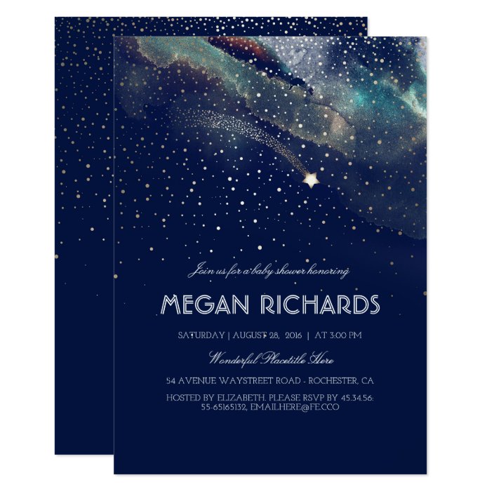 starry night baby shower invitations