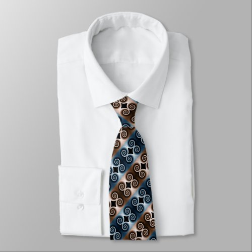 Navy and Gold Spiral Abstract Pattern Neck Tie