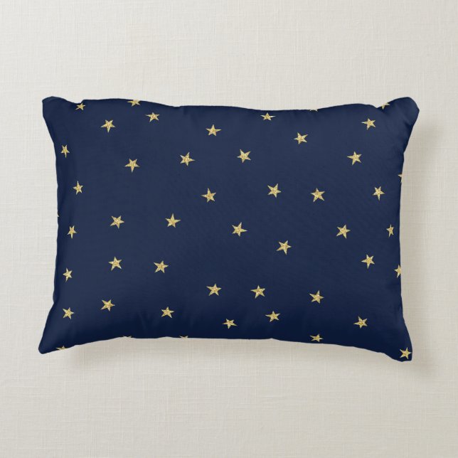 Navy And Gold Stars Decorative Pillow (Back)