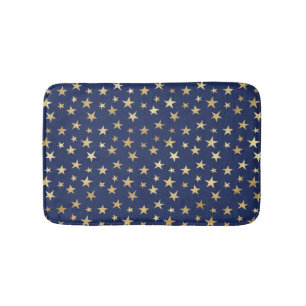 Navy and Gold Stars Night Sky Bath Mat