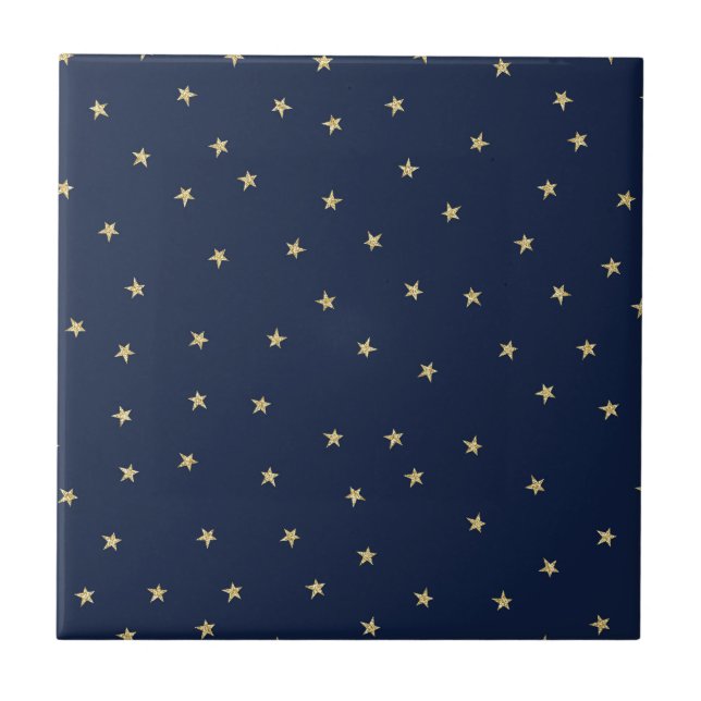 Navy And Gold Stars Tile (Front)