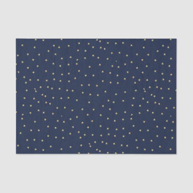 Navy And Gold Stars Tissue Paper (Front)