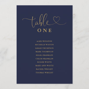 Navy And Gold Table Number Seating Chart
