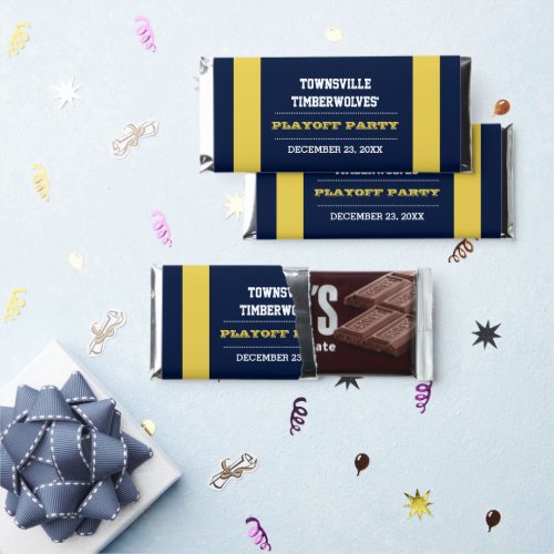 Navy and Gold Team Football Party Hershey Bar Favors