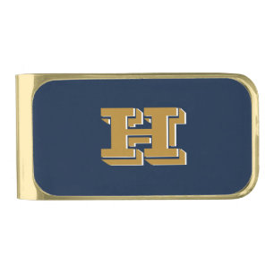 Navy and Gold Team Pride Color Style Monogram Finish Money Clip