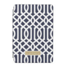 Navy and Gold Trellis Custom Monogram iPad Mini Cover Navy and Gold Trellis Custom Monogram iPad Mini Cover