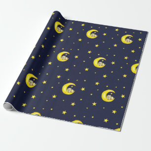 Navy and Gold Twinkle Little Stars Wrapping Paper