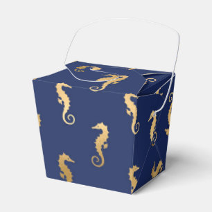 Navy and Gold Vintage Nautical Seahorse Favor Boxes
