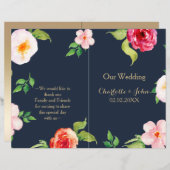 navy and gold watercolor flowers wedding (Front/Back)