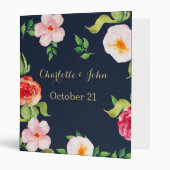 navy and gold watercolor flowers wedding binder (Front/Inside)
