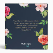 navy and gold watercolor flowers wedding binder (Back)