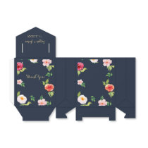 navy and gold watercolor flowers wedding favor boxes