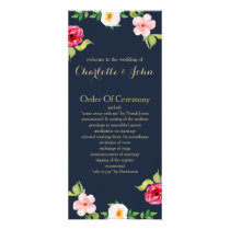 navy and gold watercolor flowers wedding rack card