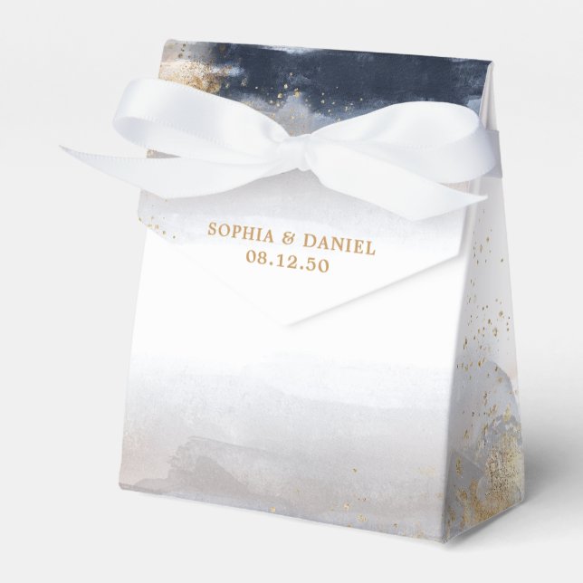 Navy and Gold Wedding Ceremony Favor Box (Front Side)