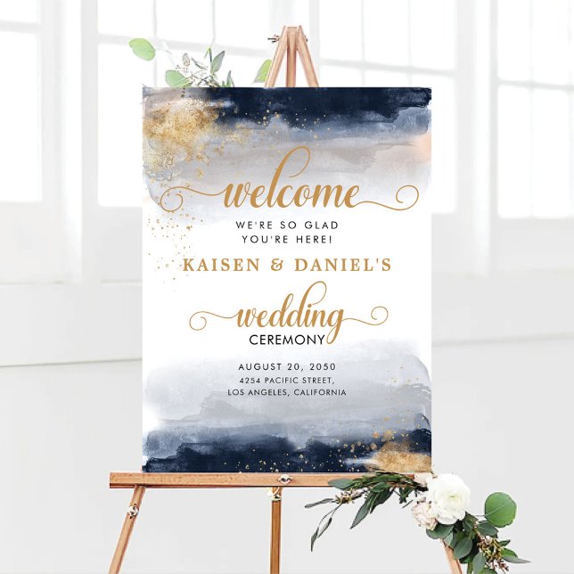 Navy and Gold Wedding Ceremony Foam Board (Creator Uploaded)