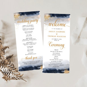 Navy and Gold Wedding Ceremony Program
