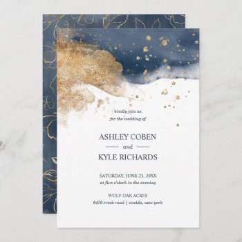 Navy And Gold Wedding Invitation by LangDesignShop at Zazzle