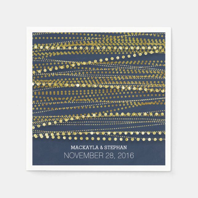 Navy and Gold Wedding Paper Napkins (Front)