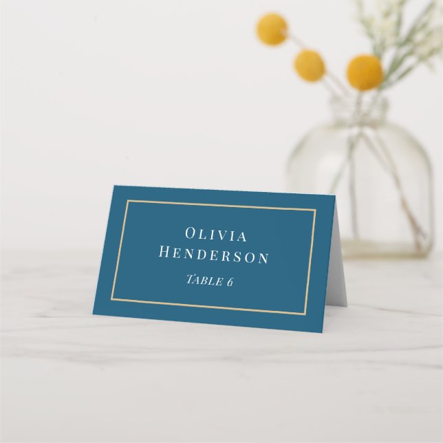 Navy and Gold Wedding Place Card Name Card Seating (Front)
