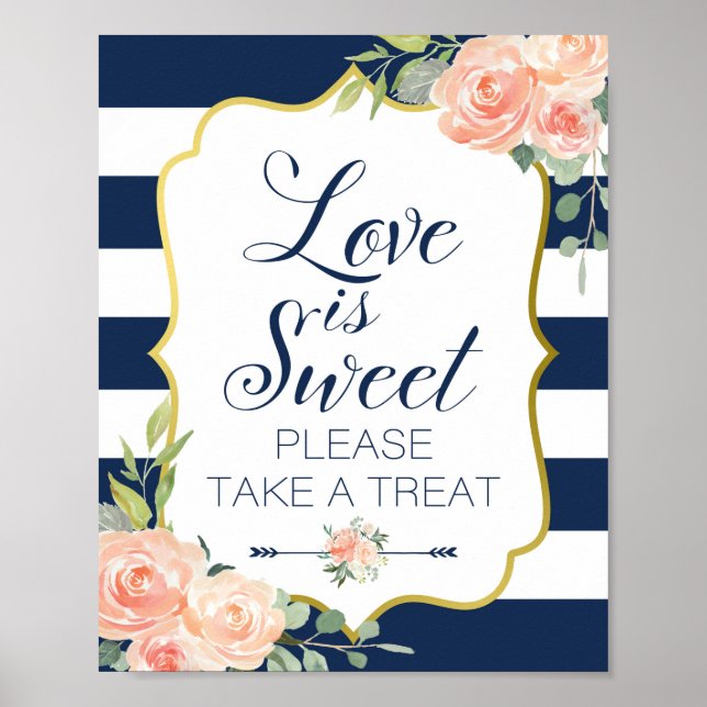 Navy and Gold Wedding Sign | Bridal Shower Sign (Front)