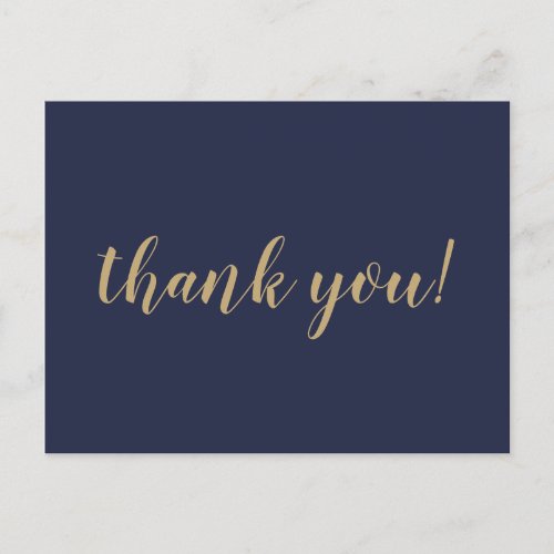 Navy and Gold Wedding Thank you Postcard