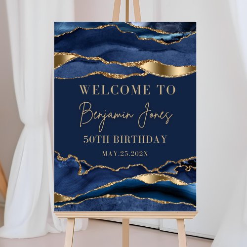 Navy and Gold Welcome Sign Birthday Welcome Poster