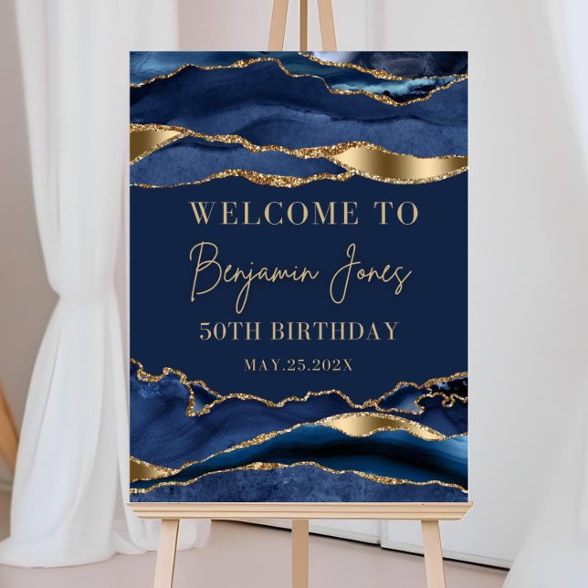 Navy and Gold Welcome Sign Birthday Welcome Poster (Creator Uploaded)