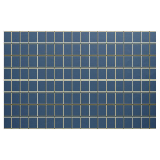 Navy and Gold Windowpane Check Fabric