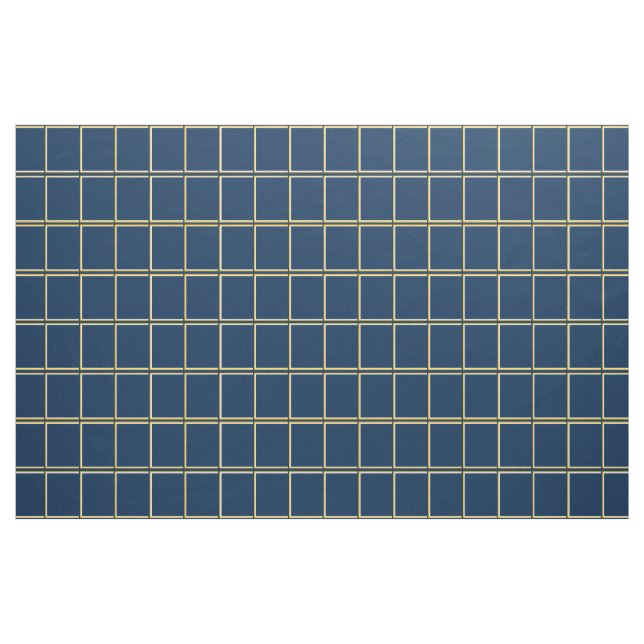 Navy and Gold Windowpane Check Fabric (Yard)