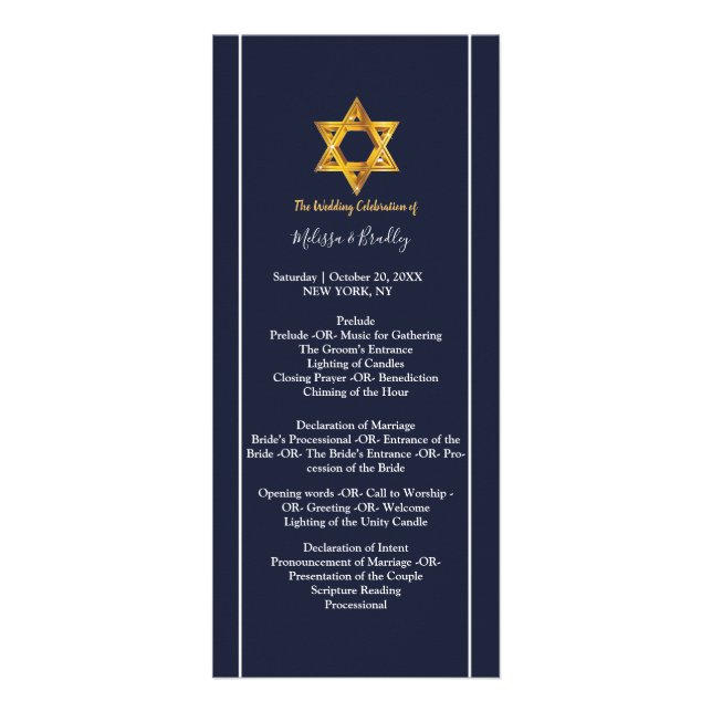 Navy and Golden Star of David ceremony Program (Front)