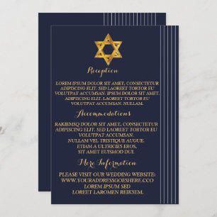 Navy and Golden Star of David Invitation
