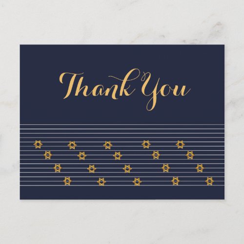 Navy and Golden Star of David Thank you Postcard