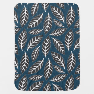 Navy and gray abstract foliage baby blanket