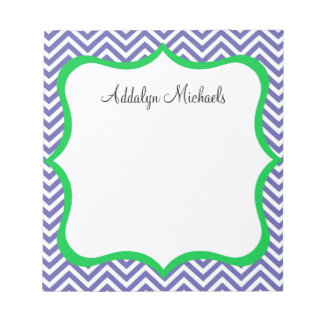 Navy and Green Chevron Personalized Notepad