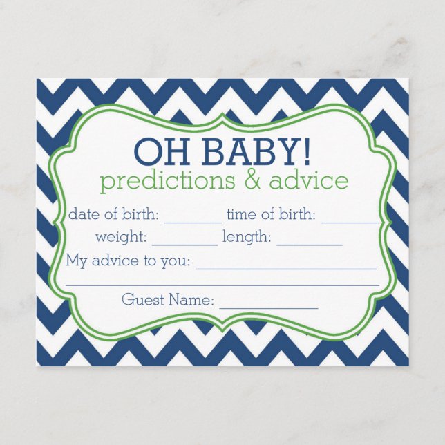 Navy and Green Chevron Predictions & Advice Card (Front)