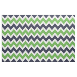Navy and Green Modern Chevron Large Scale Fabric