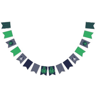 Navy and Green Nautical Bunting Flags