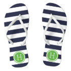 Navy and Green Preppy Stripes Monogram