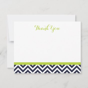 Navy And Green Simple Chevron Thank You Note Cards by jenniferstuartdesign at Zazzle
