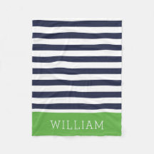 Navy and Green Stripes Monogram | Editable Colors