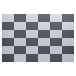 Navy and Grey Checkered Rectangles Pattern Fabric