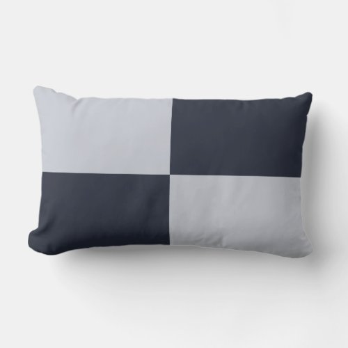 Navy and Grey Rectangles Lumbar Pillow