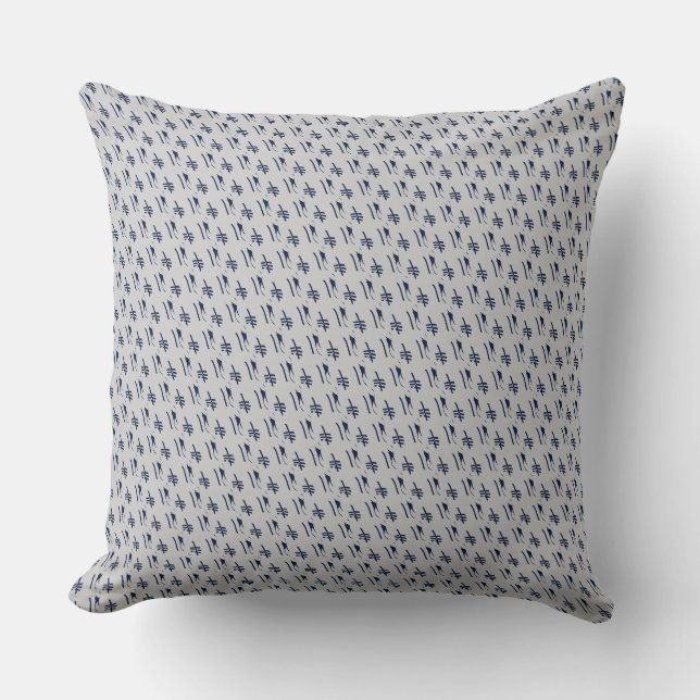 Navy and Grey Small Simple Pattern Design Throw Pillow (Front)