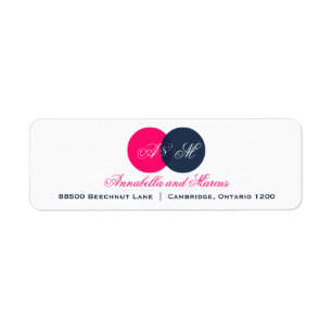 Navy and Hot Pink Entwined Monogram Address Label